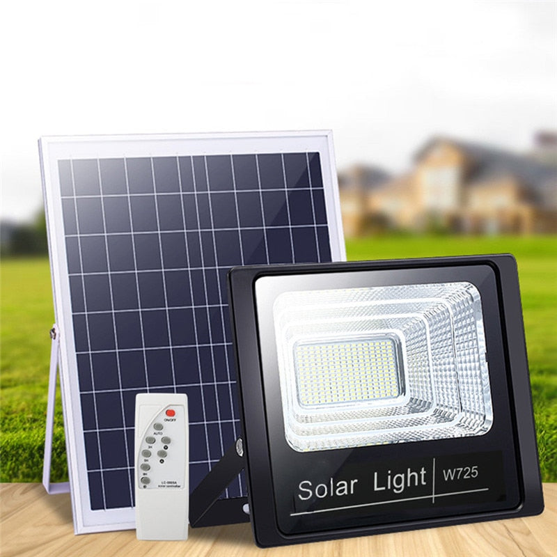 Proiector Solar Jortan 500W Exterior LED - Panou Fotovoltaic, Telecomanda, Baterie Lithium - Autonomie 12h, IP65 Rezistent