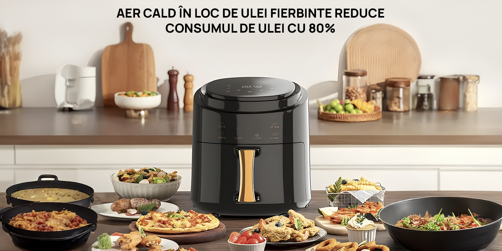Friteuza cu Aer Cald Hoffmans - XL Air Fryer 7.5L, 2400W - Control Touch Screen