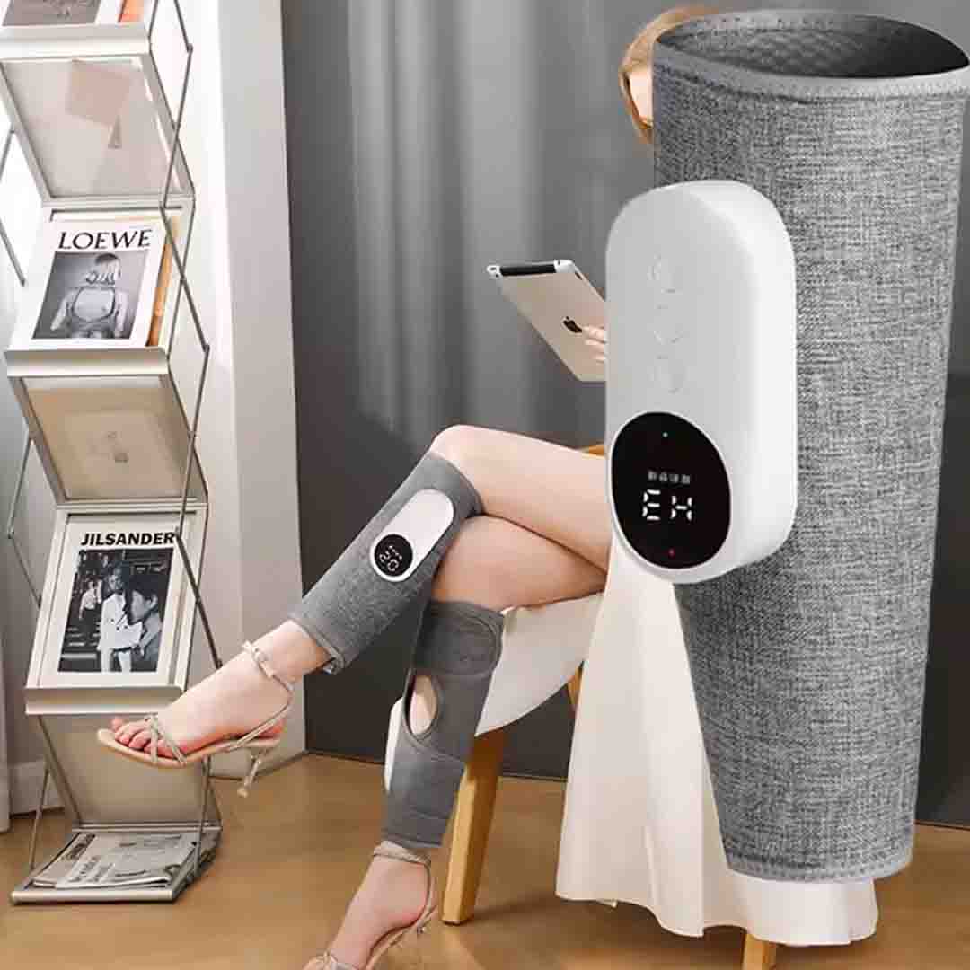 Set 2 Aparate de Masaj cu Incalzire/Compresie pentru Gambe si Picioare, Baterie 1800 mAh, 3 Moduri,