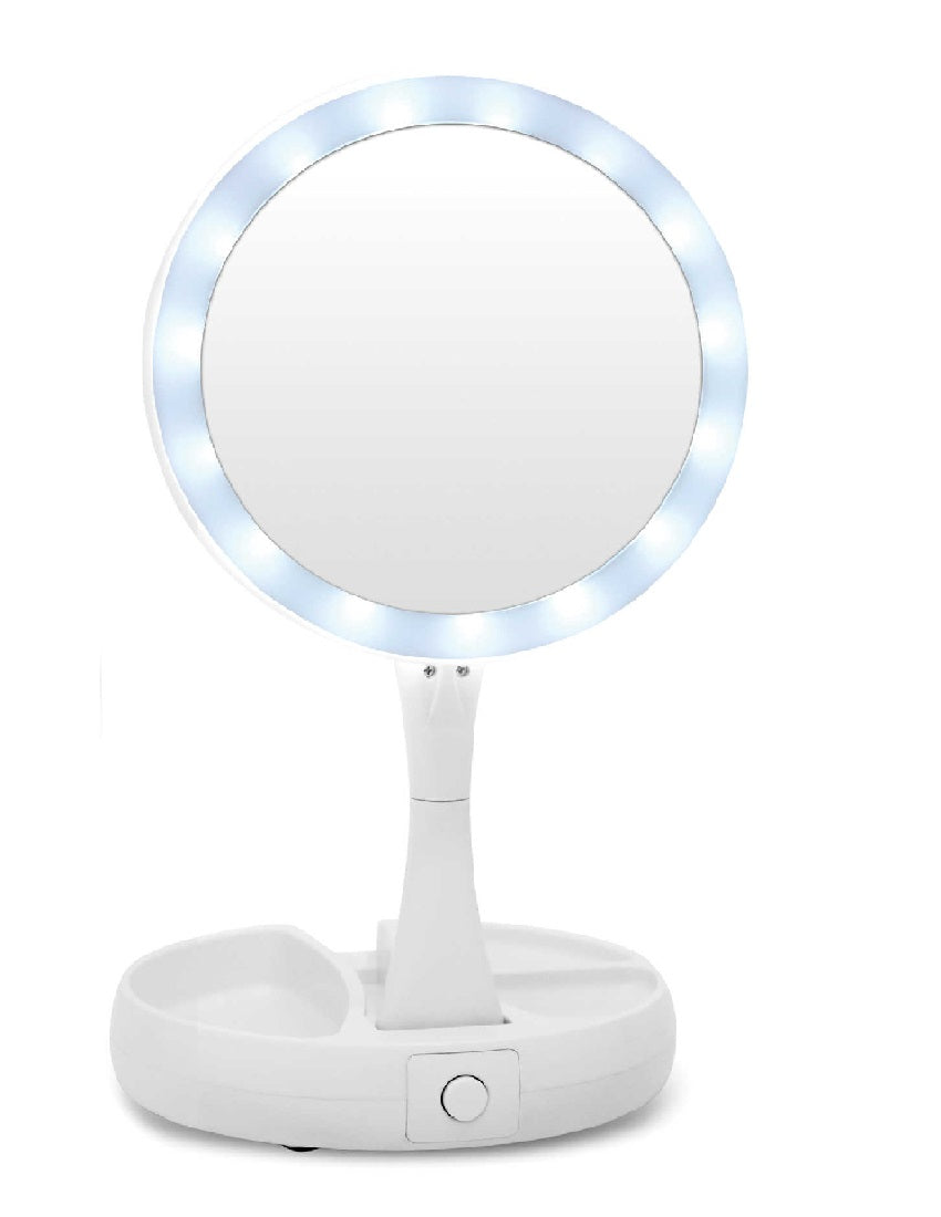 Oglinda Make-Up, Pliabila, Iluminare LED, My Fold Away, 30 cm cu Factor de Marire