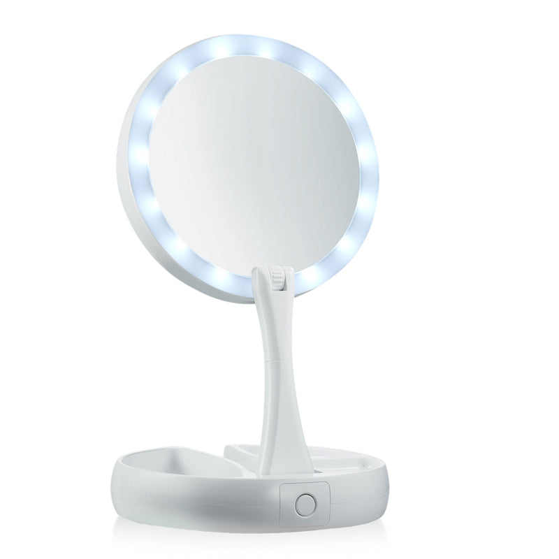 Oglinda Make-Up, Pliabila, Iluminare LED, My Fold Away, 30 cm cu Factor de Marire