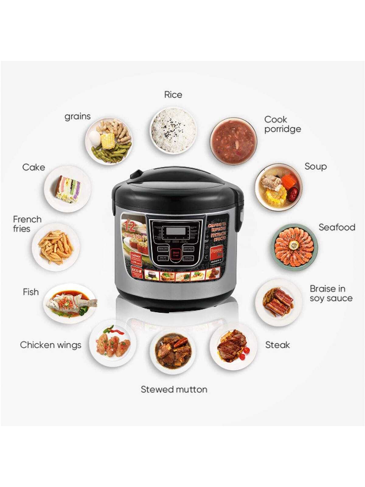 Oala Electrica RIF REFCO 900W, Multicooker sub Presiune, 6l, 11 Programe Automate, Otel Inox