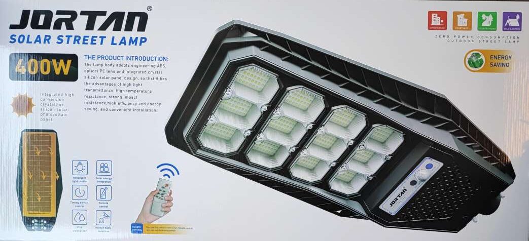 Lampa Solara Durabila Jortan 400W, Carcasa din Silicon - IP67, Picior Metalic inclus