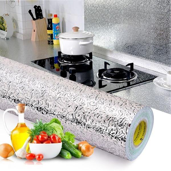 Folie de Aluminiu 60x300cm pentru bucatarie, cu Rezistenta Termica, Impermeabila