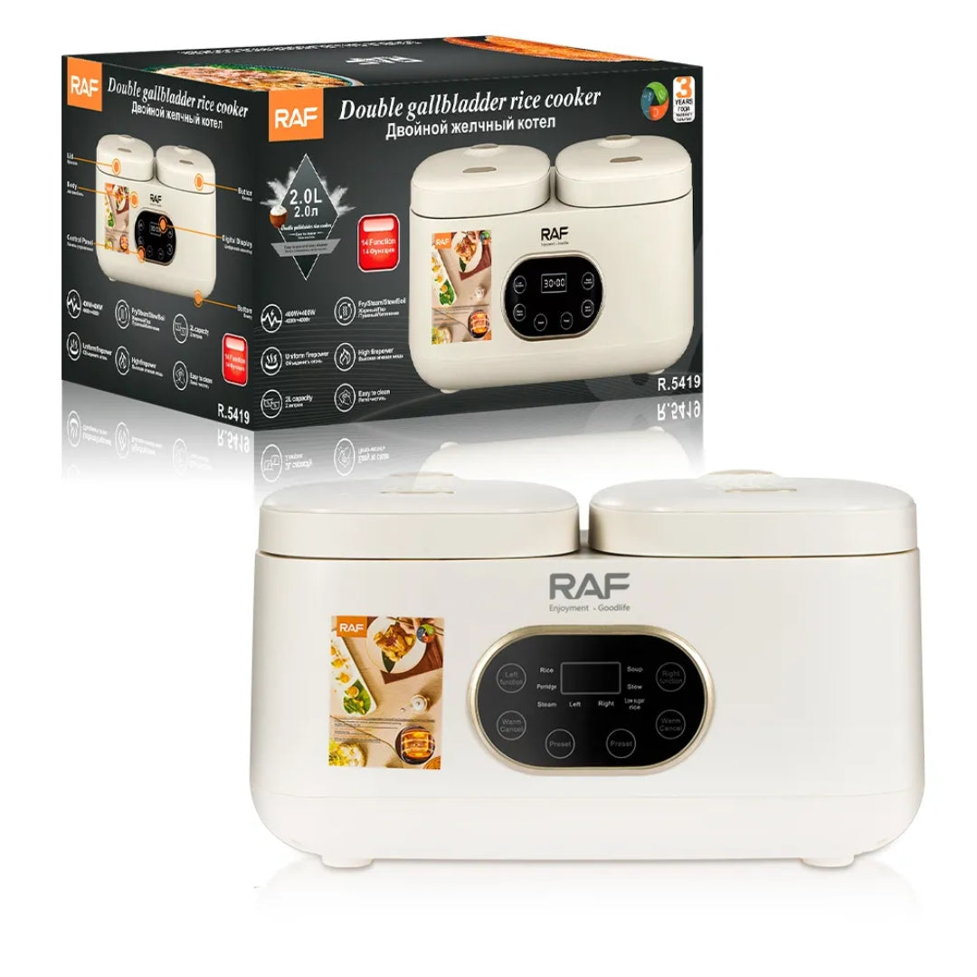 Rice Cooker Electric cu 2 Camere, Multifunctional, Gatit la Aburi, Ideal pentru Orez Pufos,