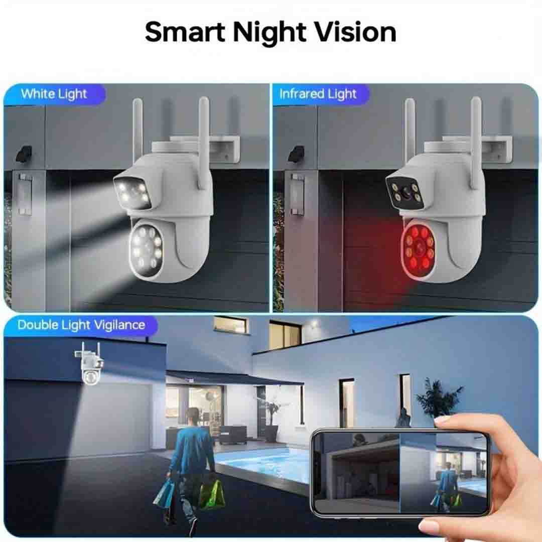 Camera Dubla Jortan Wireless/LAN 9697QJ, 6MP Total, Pan Tilt Zoom, Vizualizare Color Noaptea