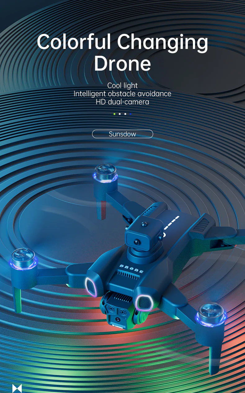 Drona JJRC H117 cu Lumini Schimbatoare, Pozitionare prin Flux Optic, Camera Duala HD, Control APP - 2 Baterii, Negru