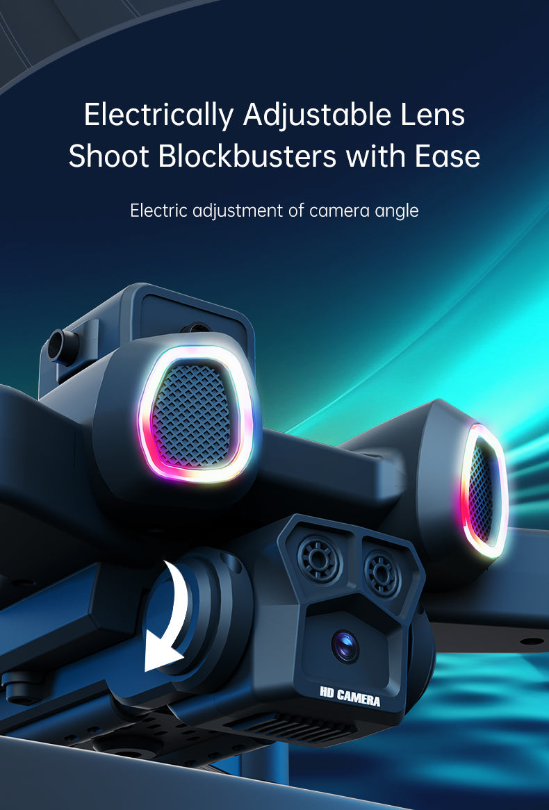 Drona JJRC H117 cu Lumini Schimbatoare, Pozitionare prin Flux Optic, Camera Duala HD, Control APP - 2 Baterii, Negru