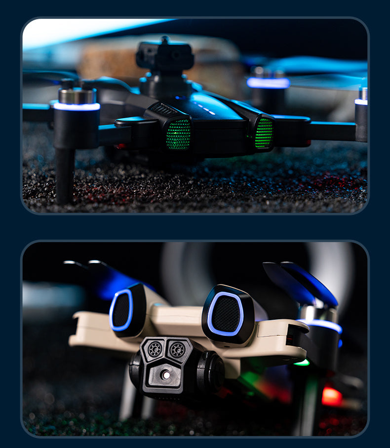 Drona JJRC H117 cu Lumini Schimbatoare, Pozitionare prin Flux Optic, Camera Duala HD, Control APP - 2 Baterii, Negru