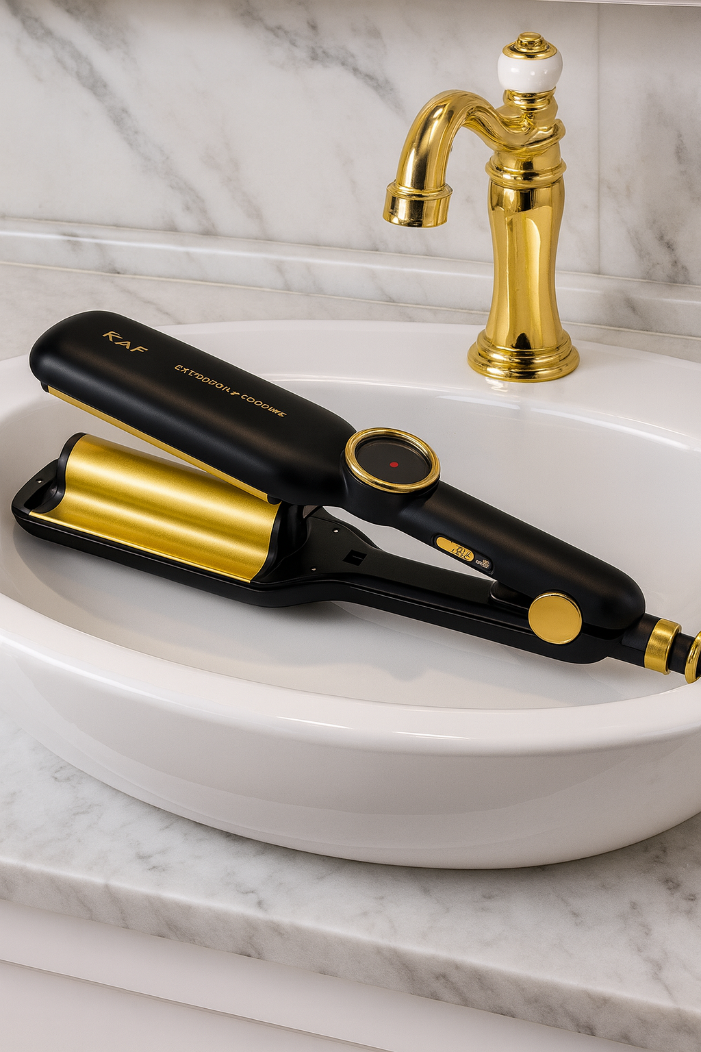 Ondulator Par RAF R0411, 35W, Control digital, Placi Ceramice, 29x6cm, Negru-auriu