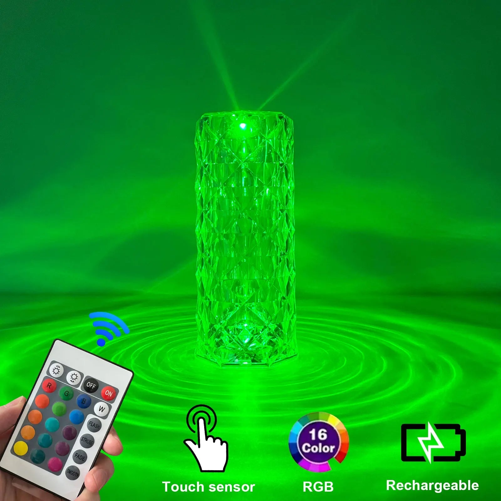 Set 2x Lampi RGB - LED cu Design Cristal, Control Tactil, Telecomanda Inclusa