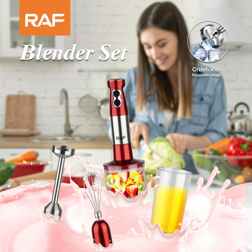 Set Blender de mana 4in1, Multifunctional, Putere 600W, Capacitate 600 ml, R.269, Rosu/Negru