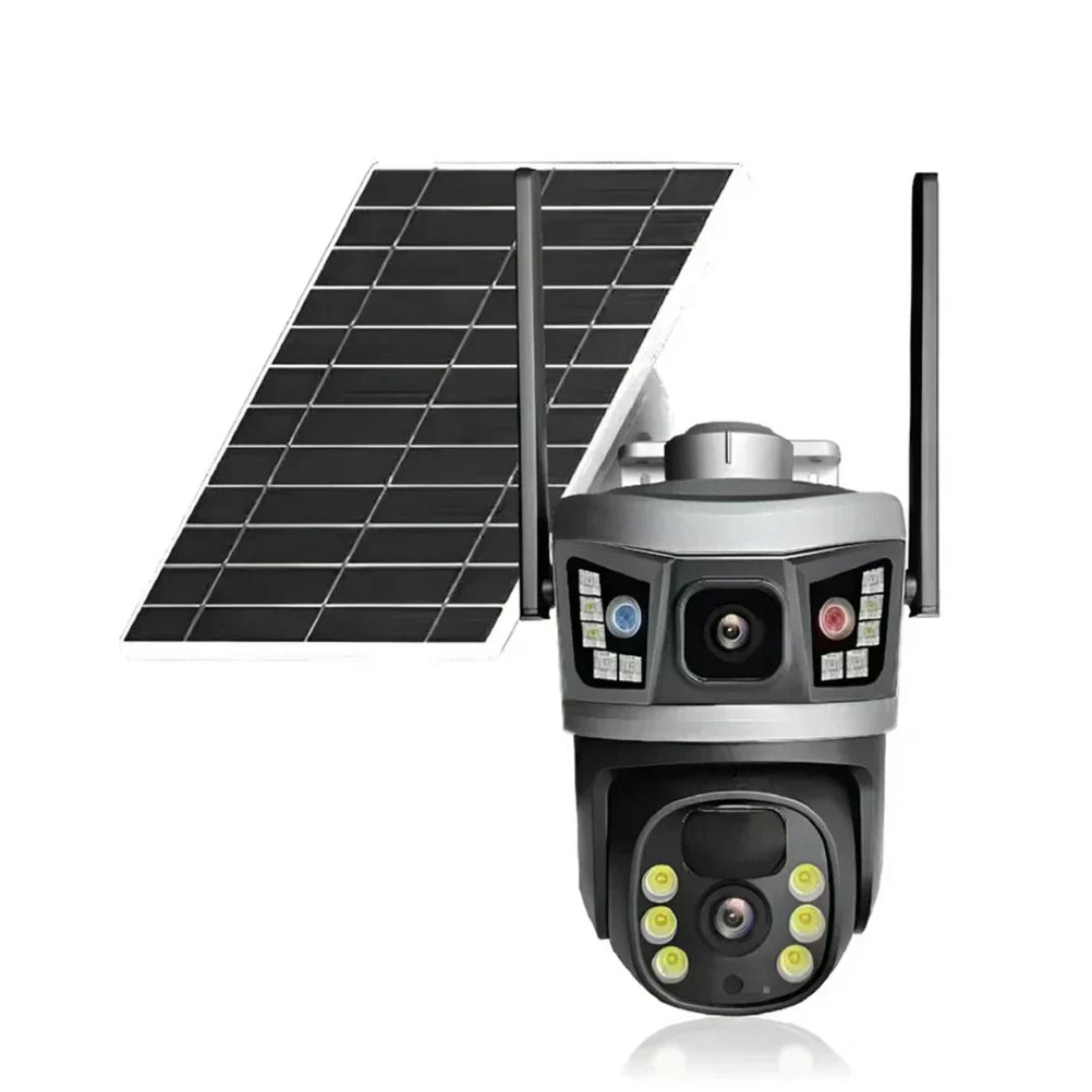 Set 3x Camera de Supraveghere 4G - 360° Dual Lens, cu Panou Solar, 6MP, Detectie precisa de Miscare
