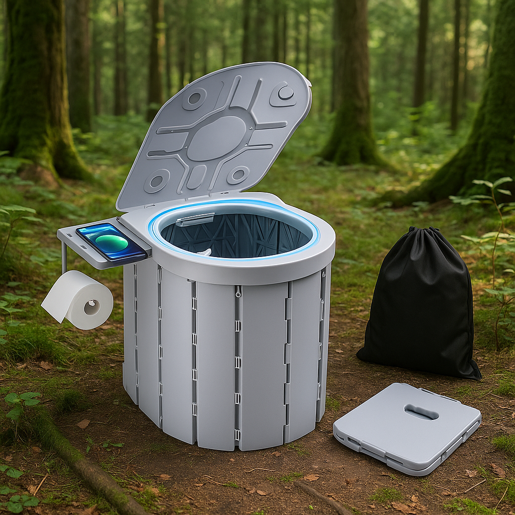 Toaleta Portabila Pliabila din ABS, Rezistenta 200 kg, Pentru Camping si Drumetii