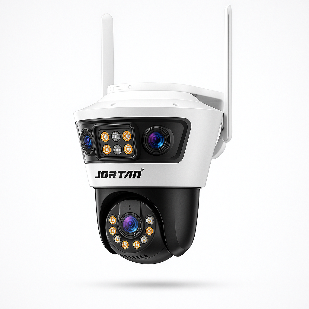 SET 2x Camere Tri-Lens 9MP Jortan, WiFi/LAN, Night Vision Color, IP66, Yoosee + 2x Carduri MicroSD 64GB