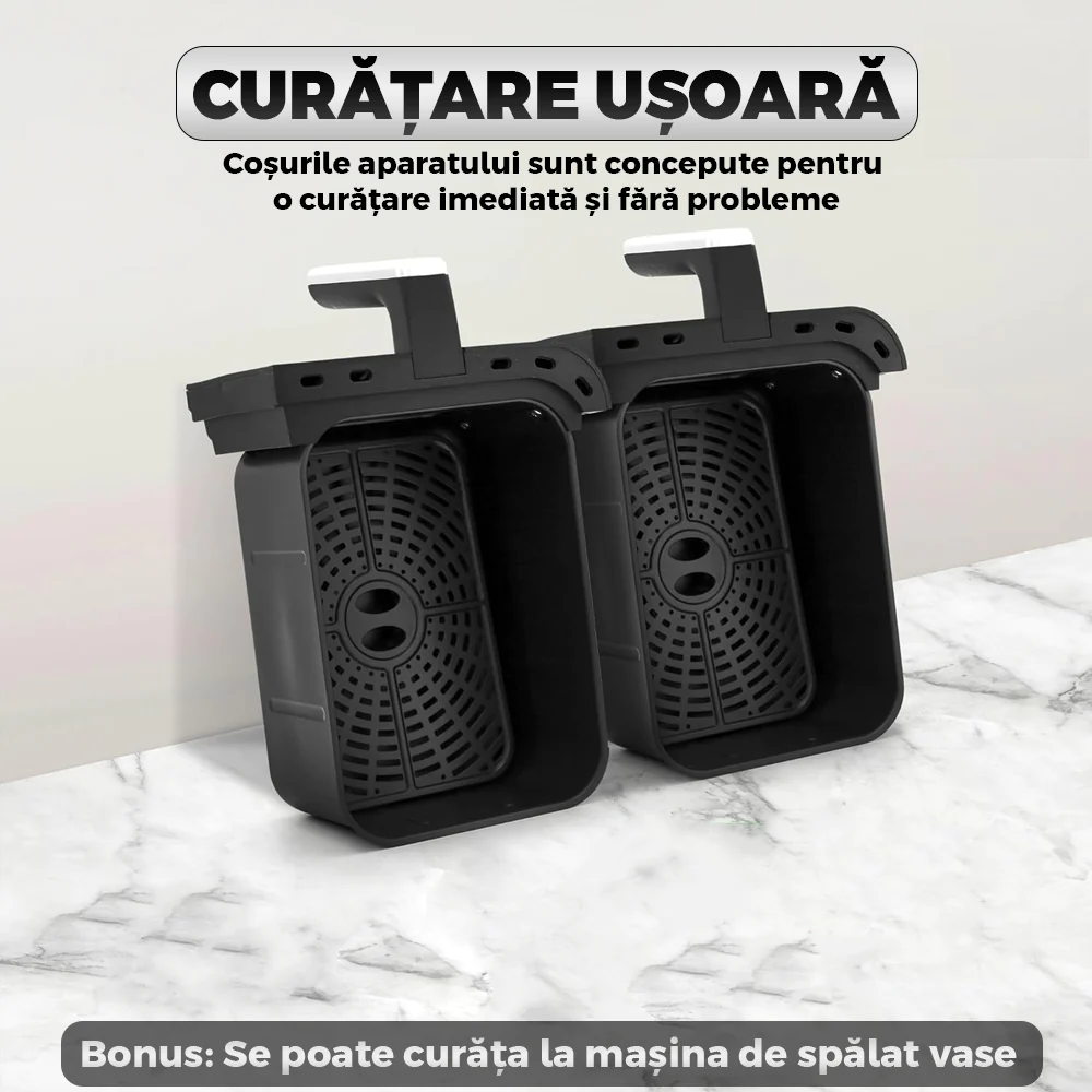 Friteuza Leihmann - Air Fryer Dublu - 3000W, Capacitate 10L - Smart Sensing, cu Cantarire Inteligenta + 100 Hartii Copt Cadou