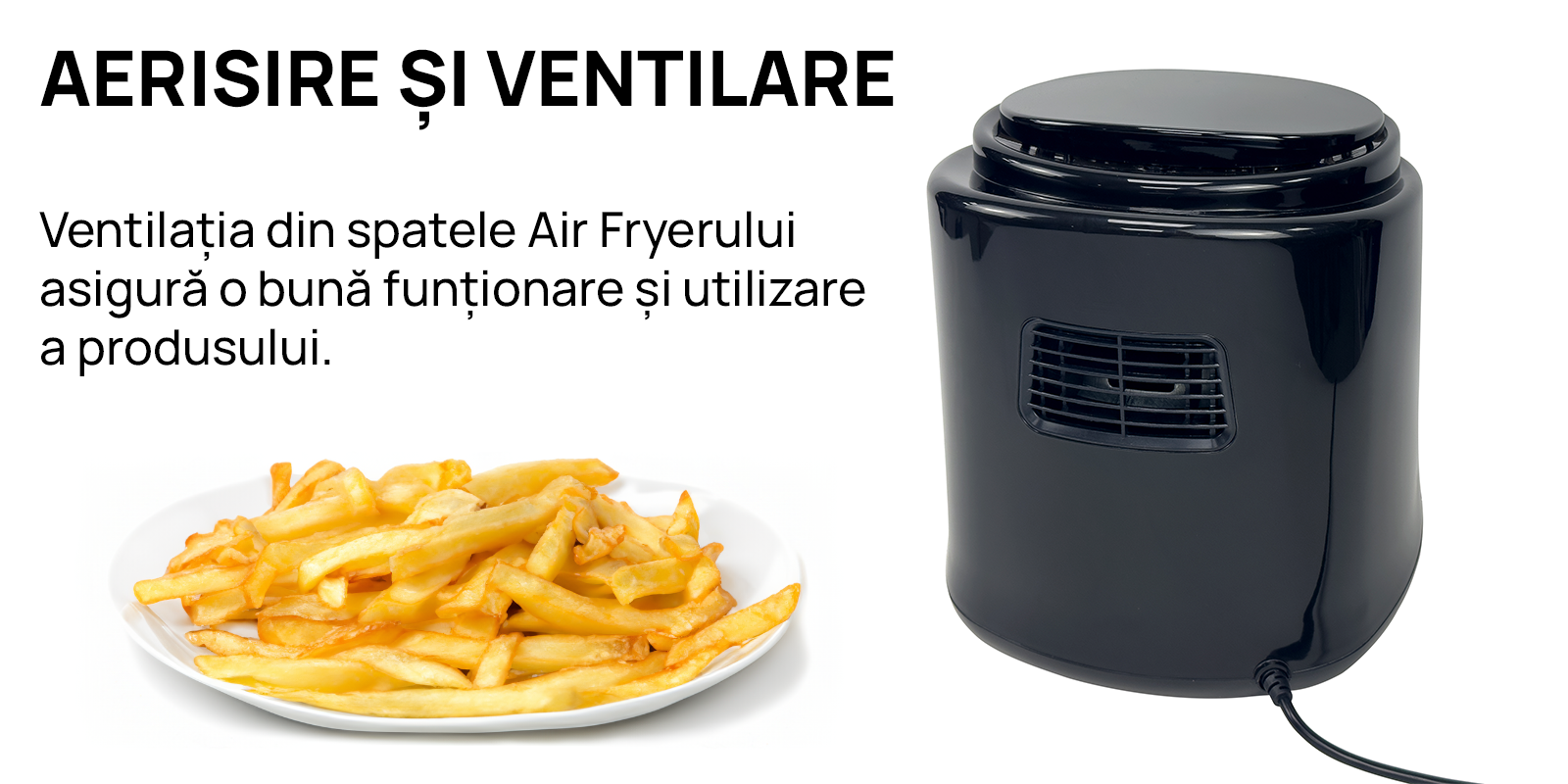Friteuza cu Aer Cald Hoffmans - XL Air Fryer 7.5L, 2400W - Control Touch Screen