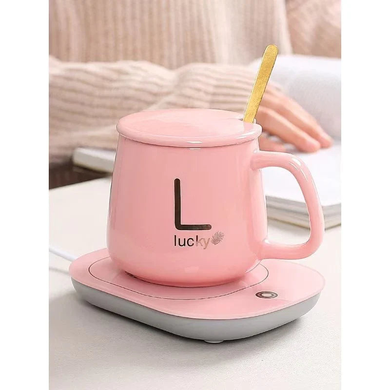 Set Cana de Ceramica, cu Incalzitor si lingurita, Control tactil, Temperatura 55 grade, 220V, 400ml