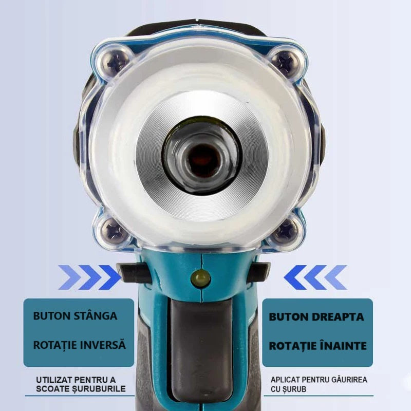 Cheie de Impact Dasgut, 1/2 Inch cu 2 Baterii 48V, 380 NM, Adaptor Makita si LED