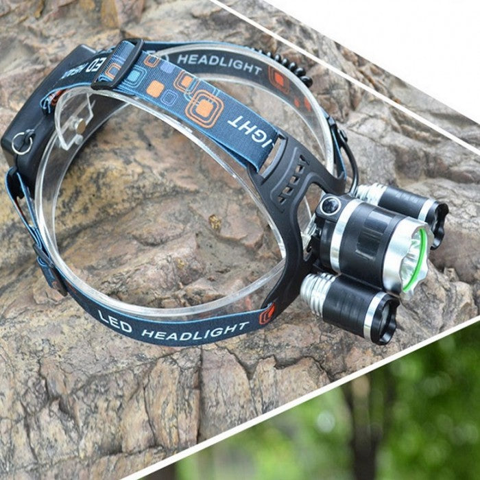 Lanterna Profesionala de cap, reglabila cu triplu LED Puternic