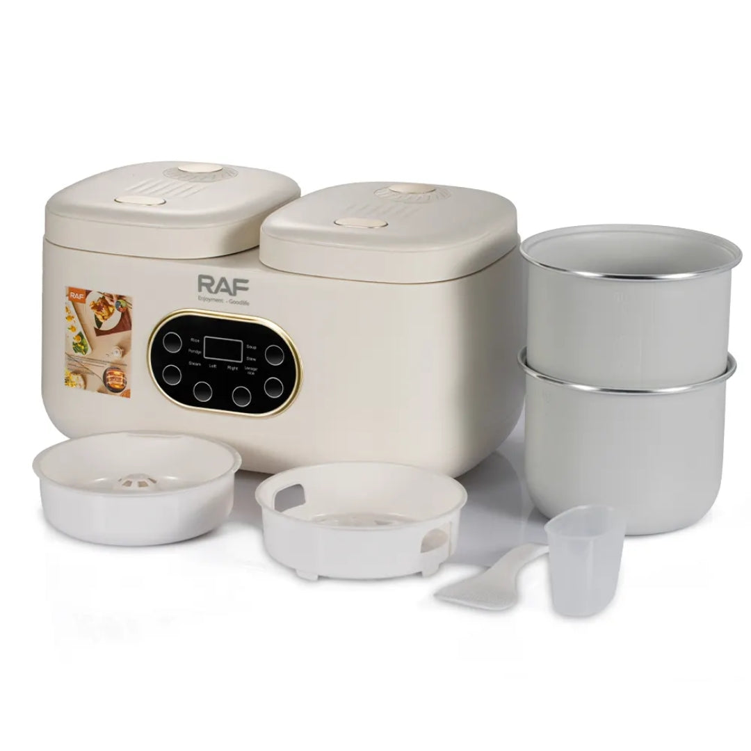 Rice Cooker Electric cu 2 Camere, Multifunctional, Gatit la Aburi, Ideal pentru Orez Pufos,