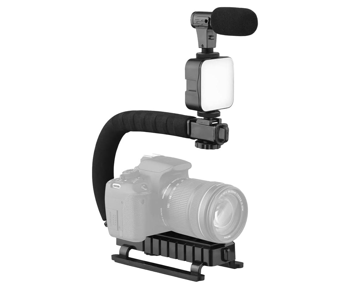 SET pentru Vlog-uri cu Microfon, Lampa LED, Suport Telefon/Camera, Trepied in forma de U