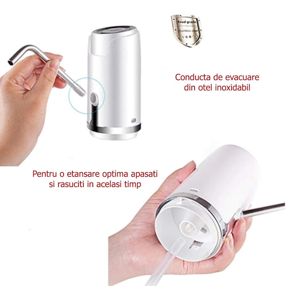 Pompa pentru bidon electrica, dozator, dispenser apa de baut, uz casnic, incarcare USB, AquaZen