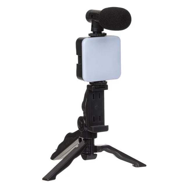 Set Complet Vlogging: Trepied ABS, Microfon Cardioid, Suport Telefon si Lumina LED 5W