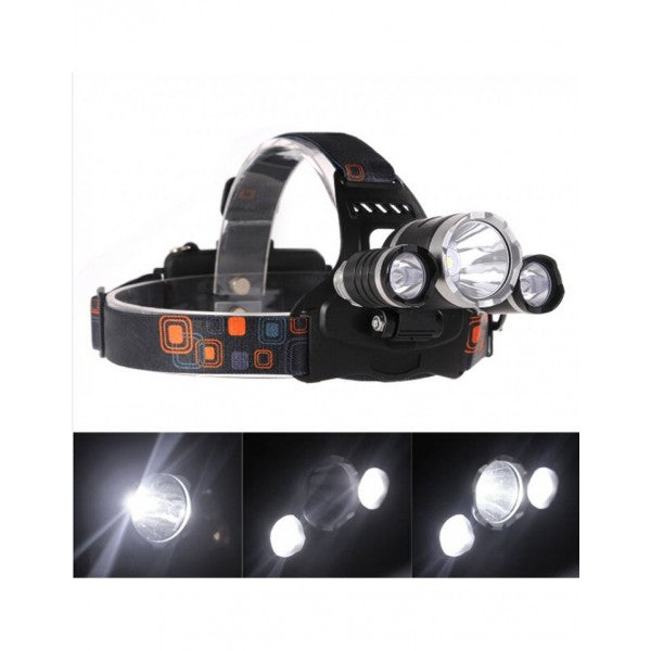 Lanterna Profesionala de cap, reglabila cu triplu LED Puternic