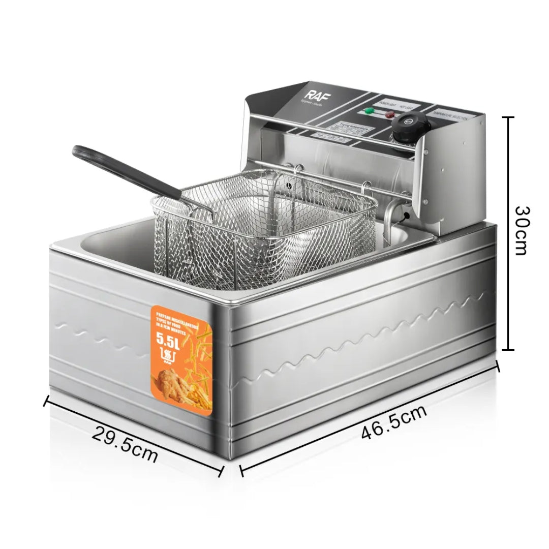 Friteuza Electrica RAF - 2500W, 6 litri din Inox - pentru uz Profesional sau Personal