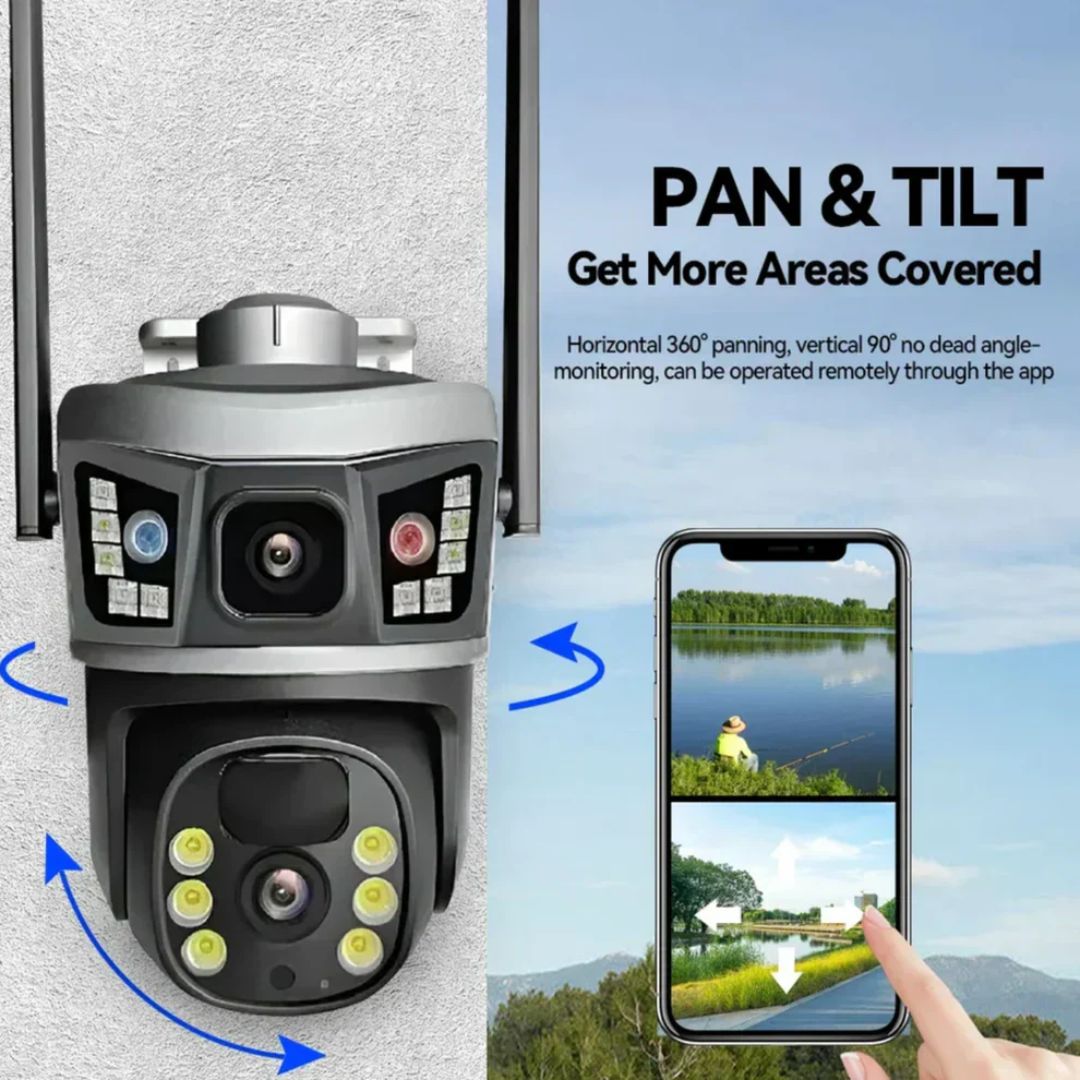 Set 4x Camera de Supraveghere 4G cu incarcare Solara, 2 Lentile si Senzor de Miscare, 6MP, 4x Card 32GB Incluse