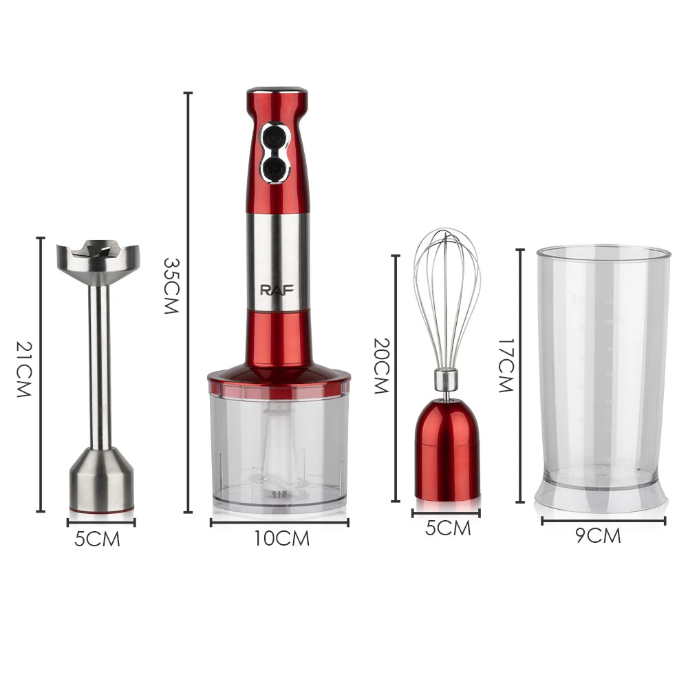 Set Blender de mana 4in1, Multifunctional, Putere 600W, Capacitate 600 ml, R.269, Rosu/Negru