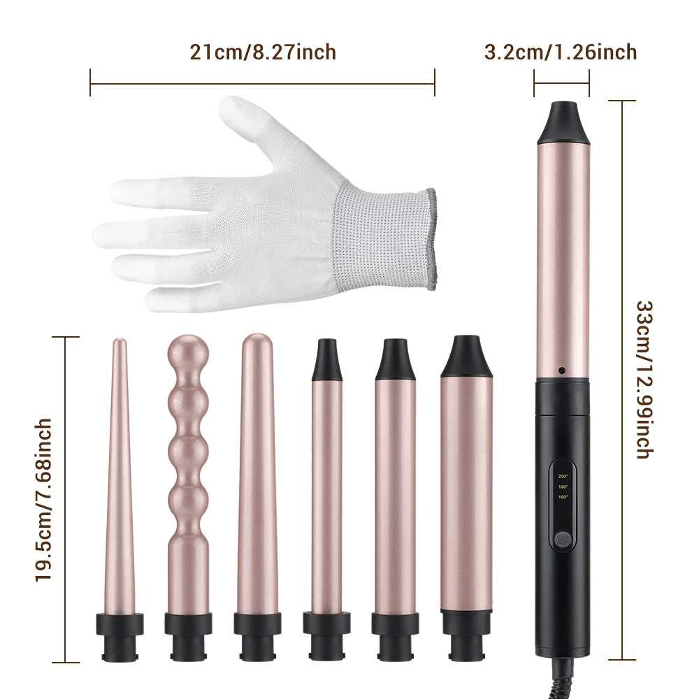 Ondulator Ceramic Profesional 6 in 1, 180° C-210 ° C, cu 2 Trepte de intensitate,