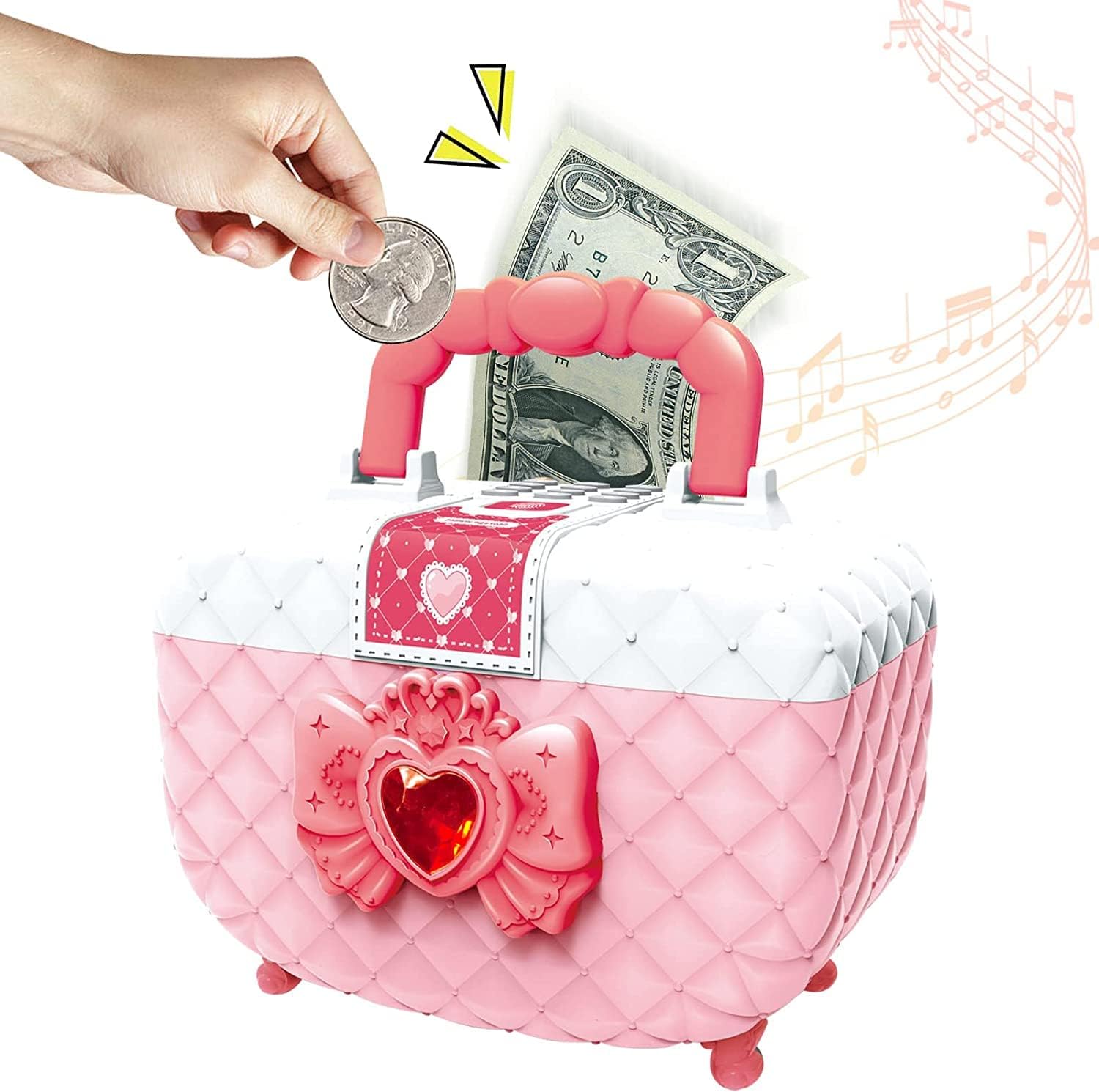 Pusculita Fancy - cu parola pentru Copii, Cutie de Economii, Roz