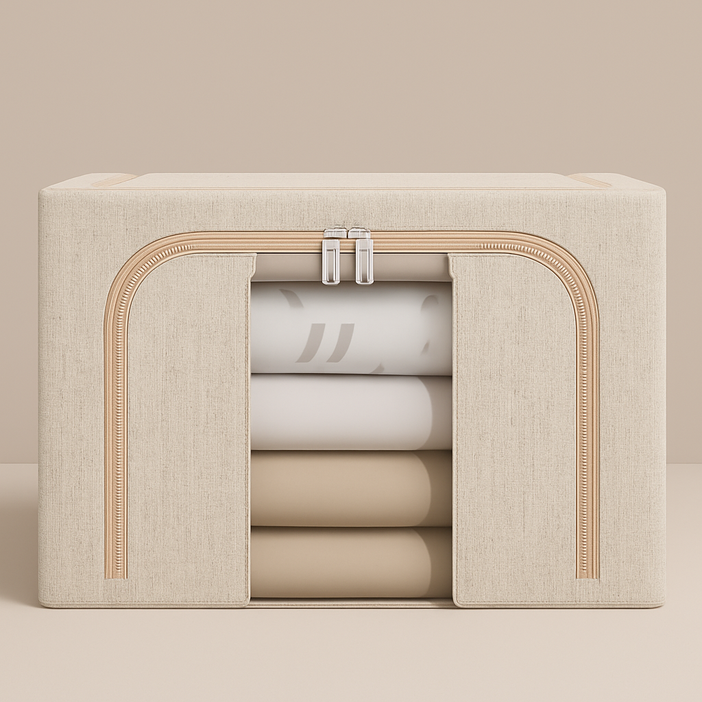 Cutie Pliabila de Depozitare Haine 66L - din Tesatura Oxford, Capacitate Mare, cu Fermoar Dublu