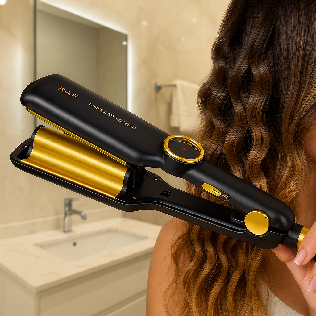 Ondulator Par RAF R0411, 35W, Control digital, Placi Ceramice, 29x6cm, Negru-auriu