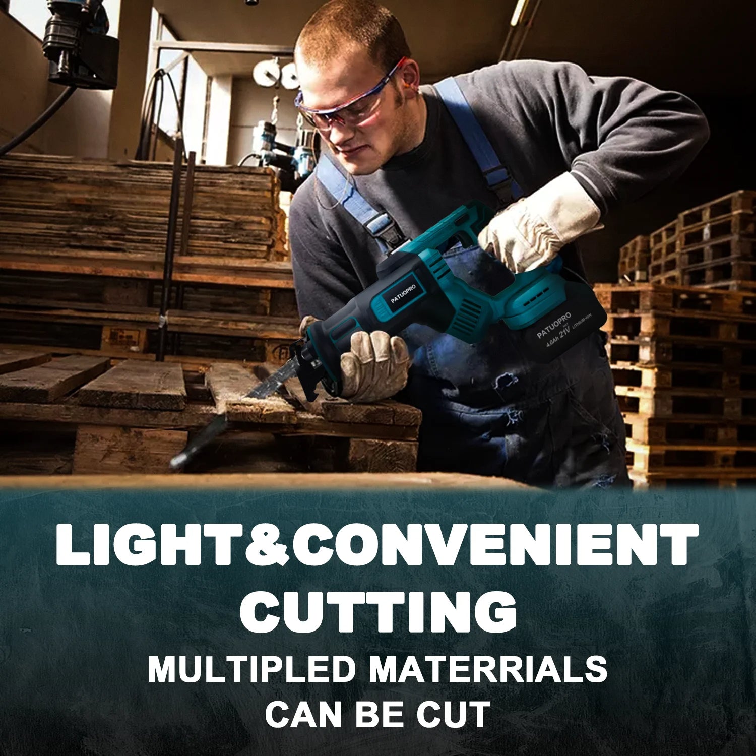 Fierastrau Electric Reciproc Impermeabil Pentru Taiere, Metal Si Lemn, 2 Acumulatori 36V, 3000 RPM, 4 Lame