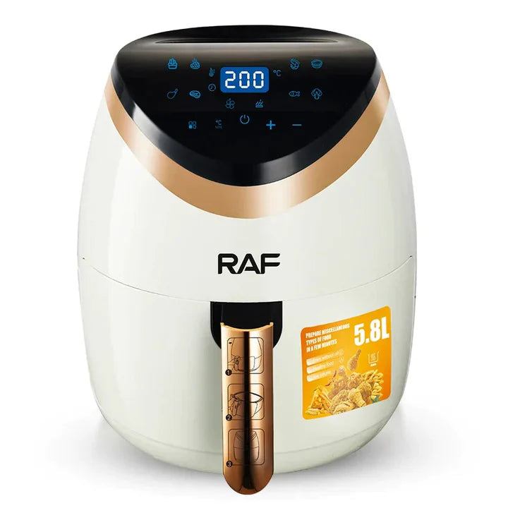 Friteuza Air Fryer RAF - Gatire fara Ulei, Capacitate 6lL, Display Touch Screen, 2400W, + SET 100 Hartii de Copt