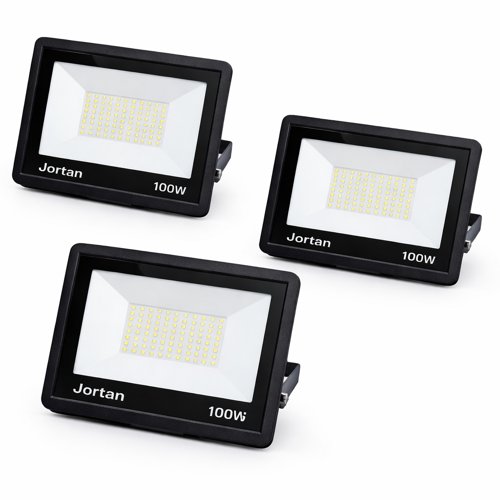 Set 3 Proiectoare LED 100W Jortan, 5000 Lumeni - Aluminiu Premium, Diamond White, Exterior-Interior 220V