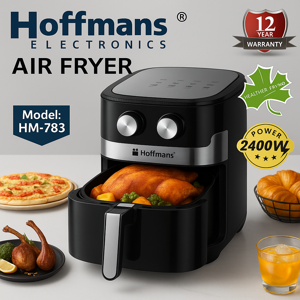 Air Fryer Hoffmans 12L, Putere 2400W, Temperatura 80-200°C, Panou de Control Digital
