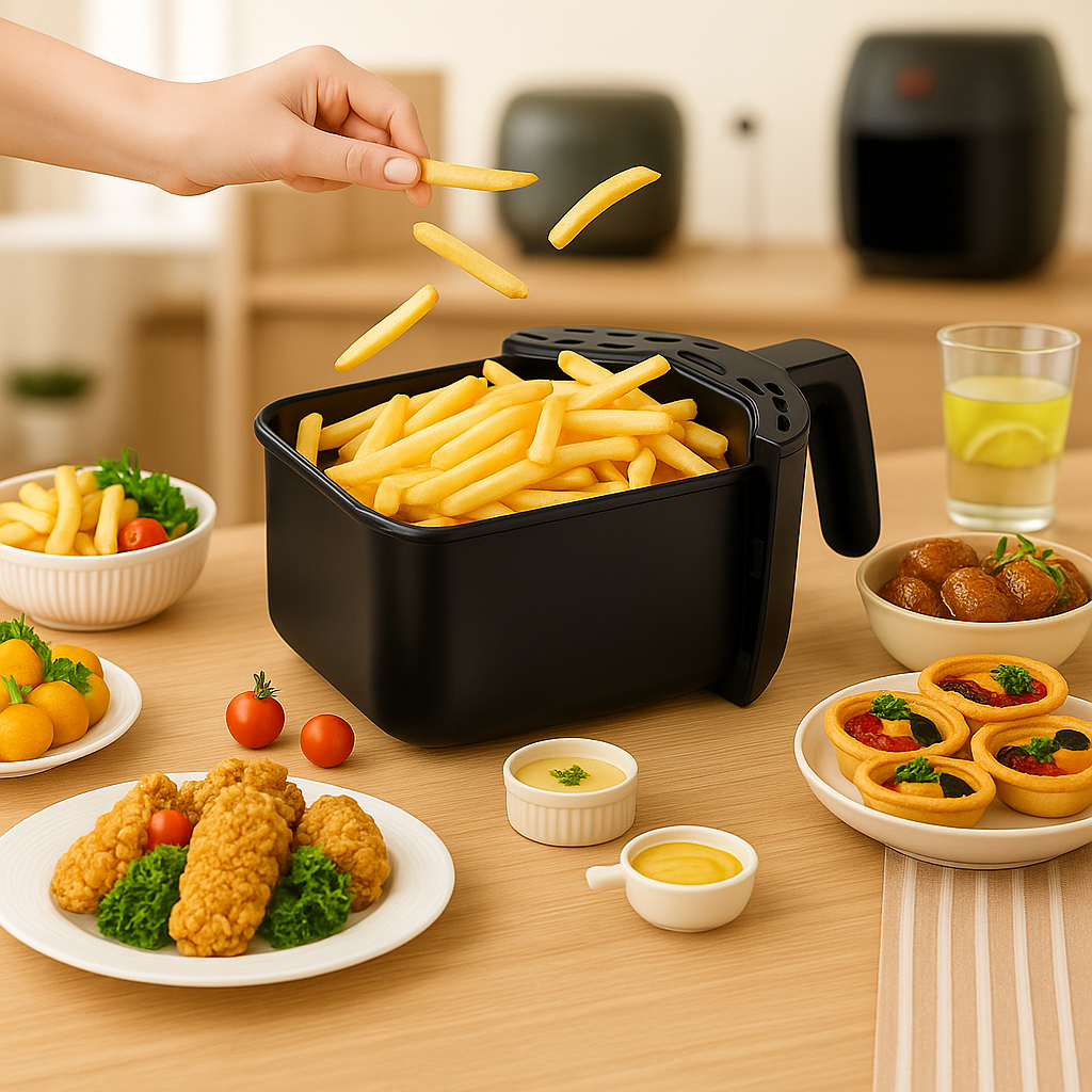 Air Fryer Hoffmans 12L, Putere 2400W, Temperatura 80-200°C, Panou de Control Digital