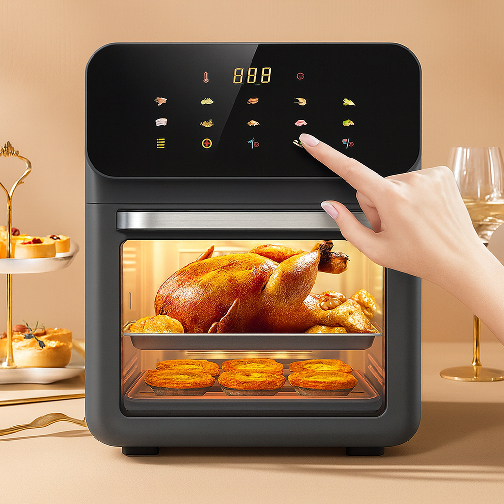 Friteuza cu Aer Cald, 12 Litri, 1350W, Gatire Fara Ulei, Display Digital LCD