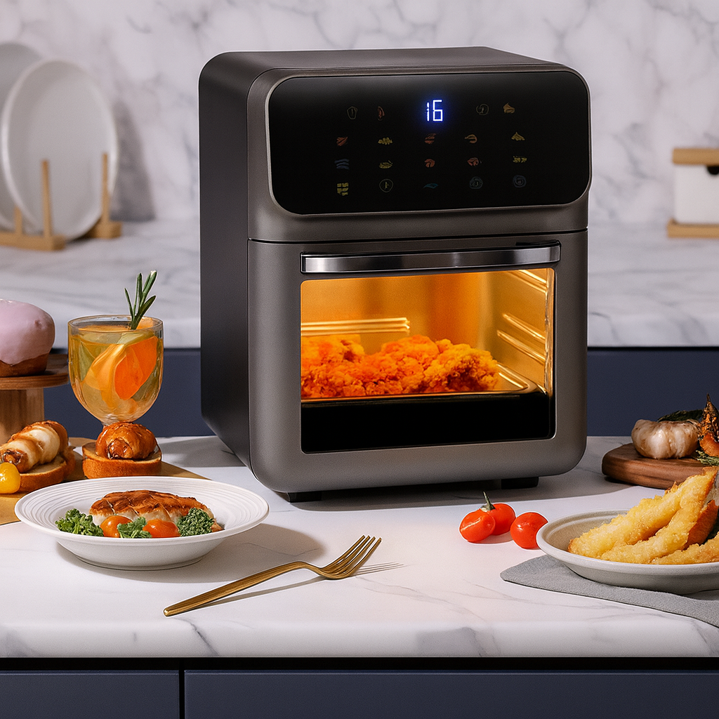 Friteuza cu Aer Cald, 12 Litri, 1350W, Gatire Fara Ulei, Display Digital LCD