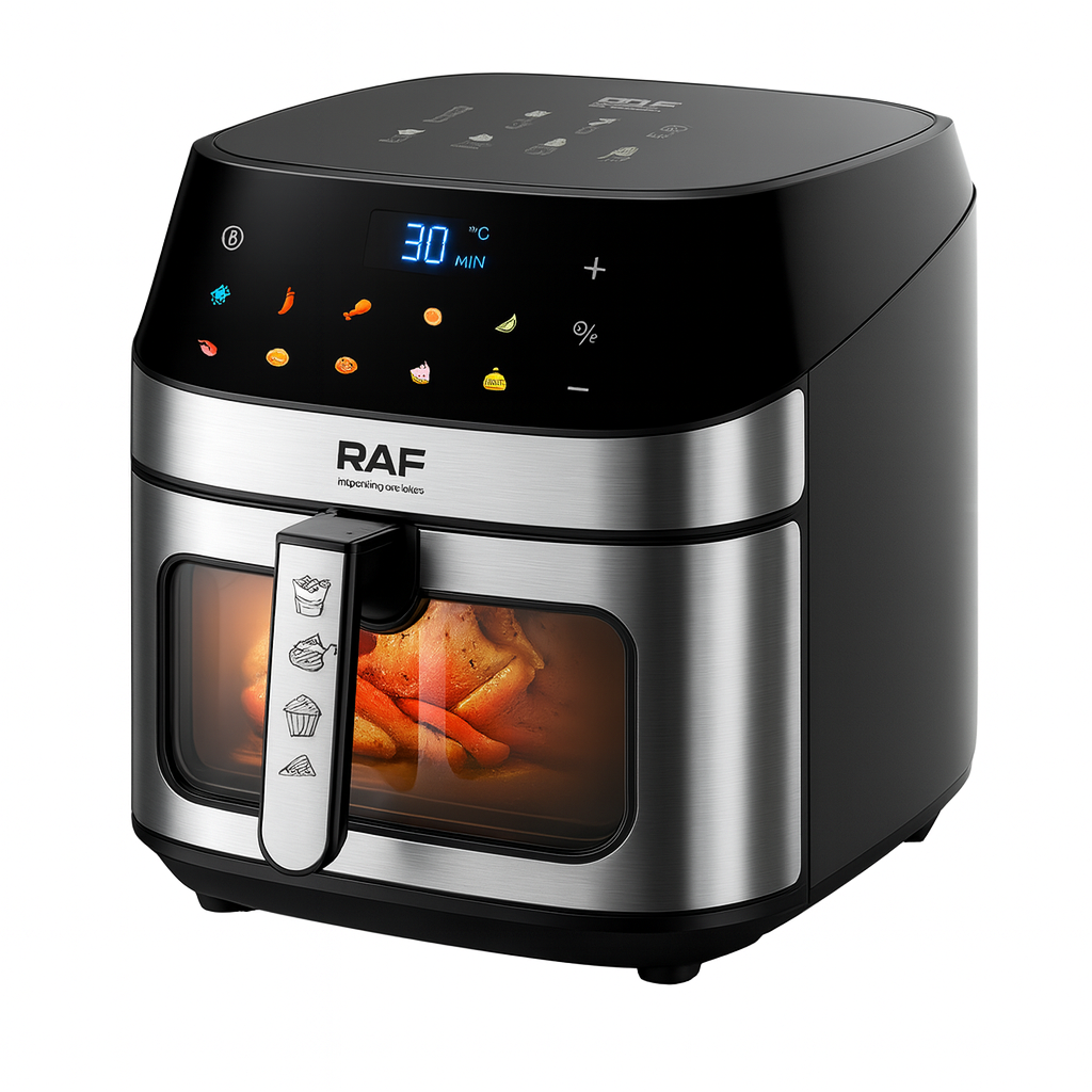 Friteuza Electrica RAF 8L, 1700W, Tehnologie Aer Cald, Vas Anti-aderent, Panou Control Digital