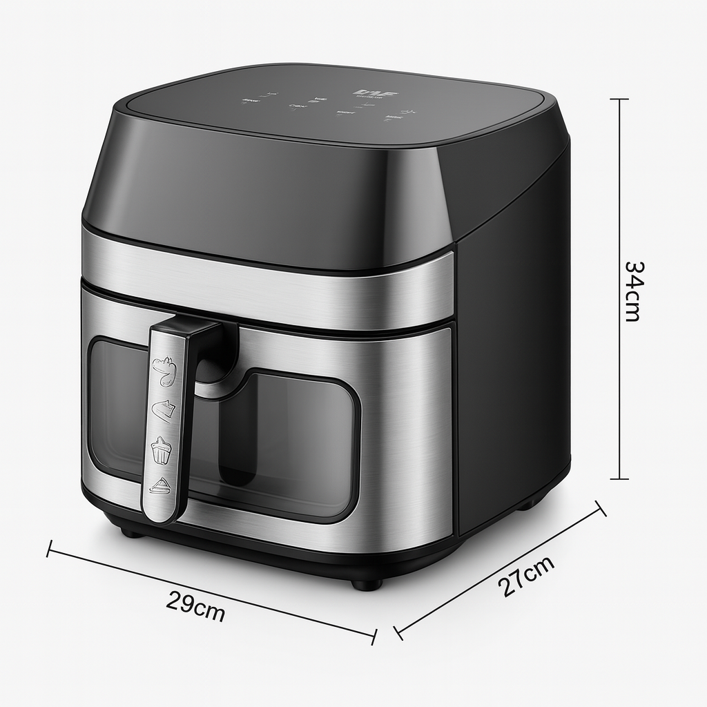 Friteuza Electrica RAF 8L, 1700W, Tehnologie Aer Cald, Vas Anti-aderent, Panou Control Digital