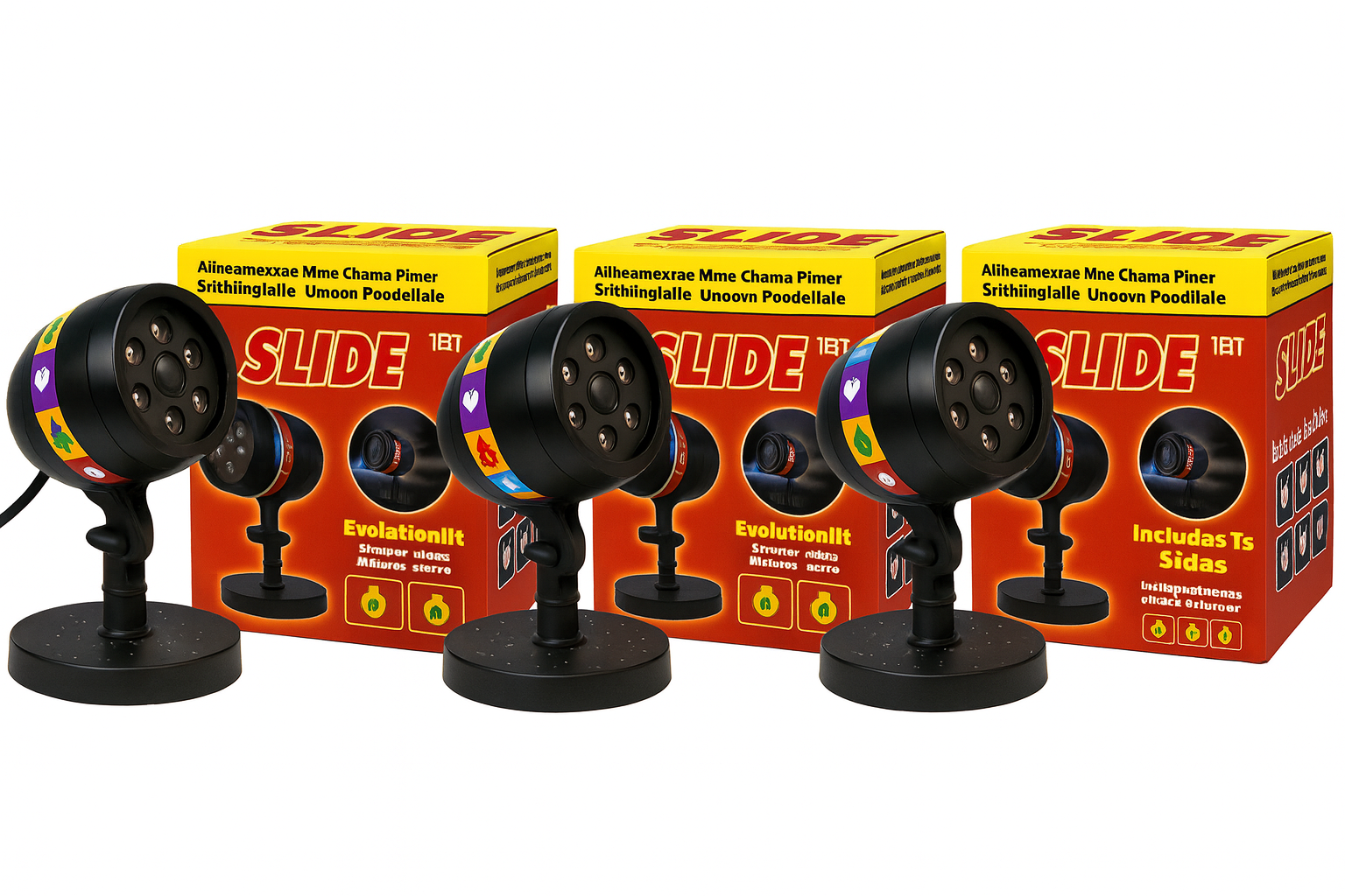 SET 3X Proiectoare LED Craciun, 12 Slide-uri cu Efecte Tematice Diverse, IP44