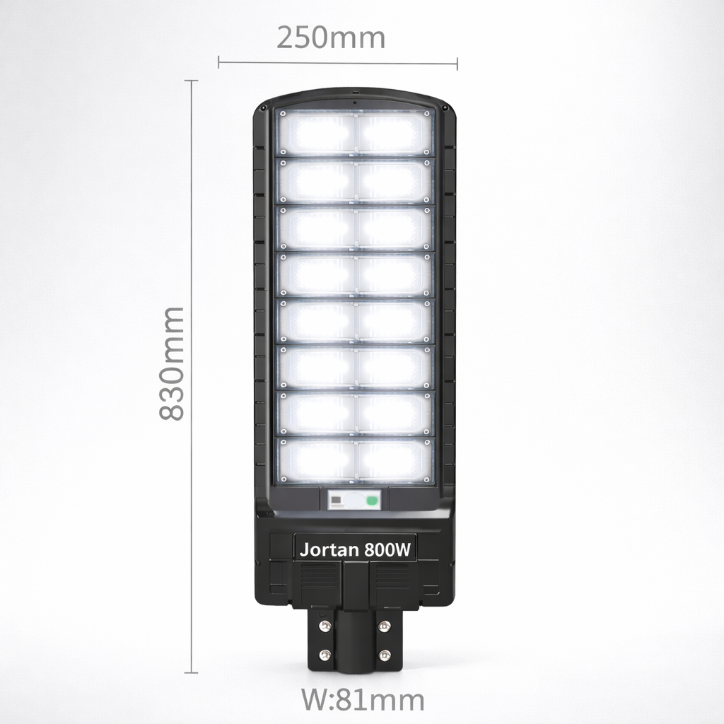 Set 3 Lampi Solare Stradale JORTAN 800W - Iluminat Exterior cu Panou Solar, Telecomanda + 3x Suport Metalic