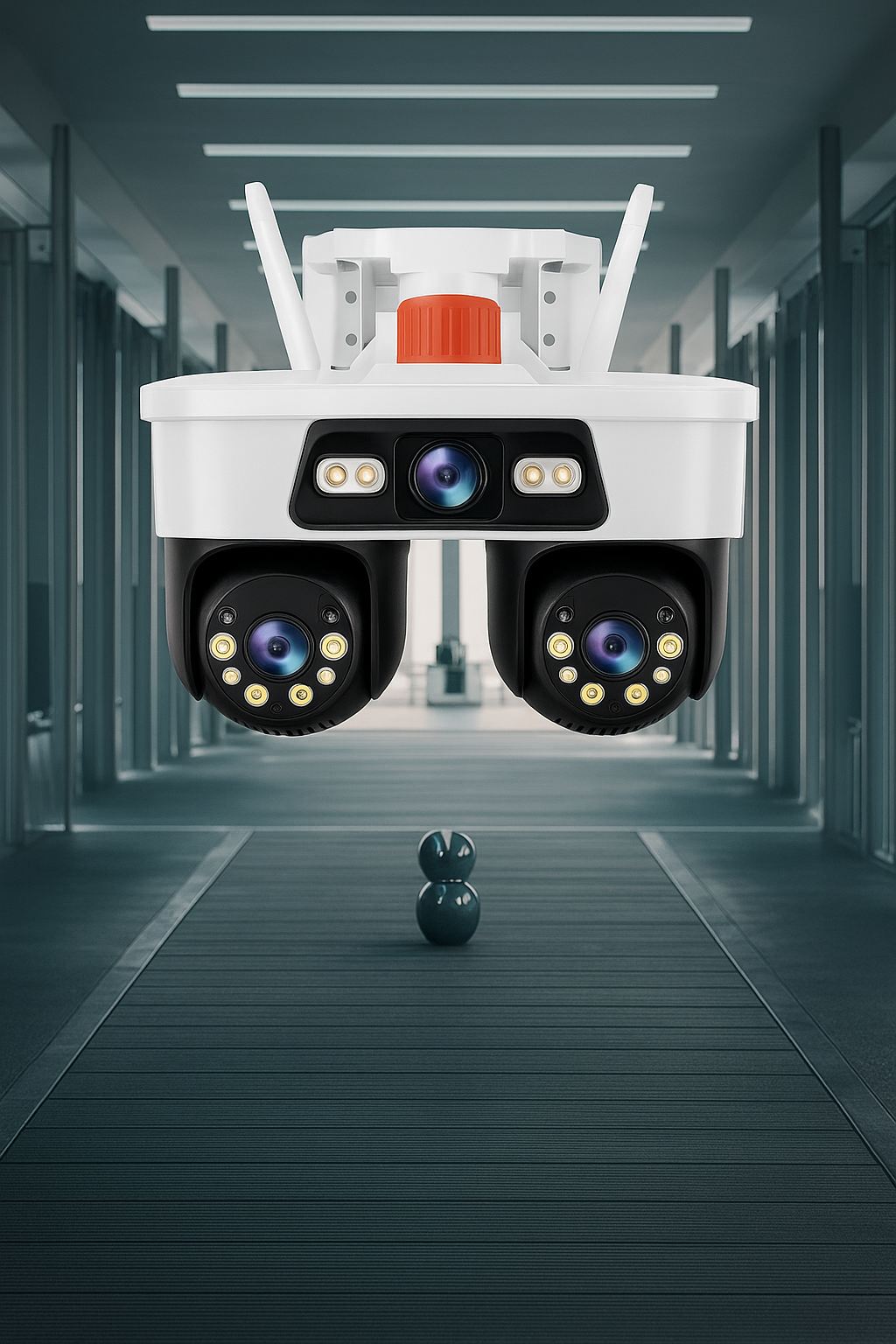 Camera Supraveghere WiFi/LAN Jortan, 3 Lentile, 9MP, Cap Dublu PTZ 355°, Night Vision, IP66 + Card microSD 64GB