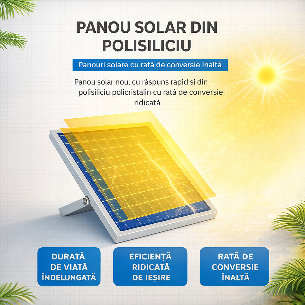 Proiectoare Solare Jortan Exterior LED - de la 50W, la 600W - Panou Inclus, Telecomanda, IP65 Autonomie 12-14h