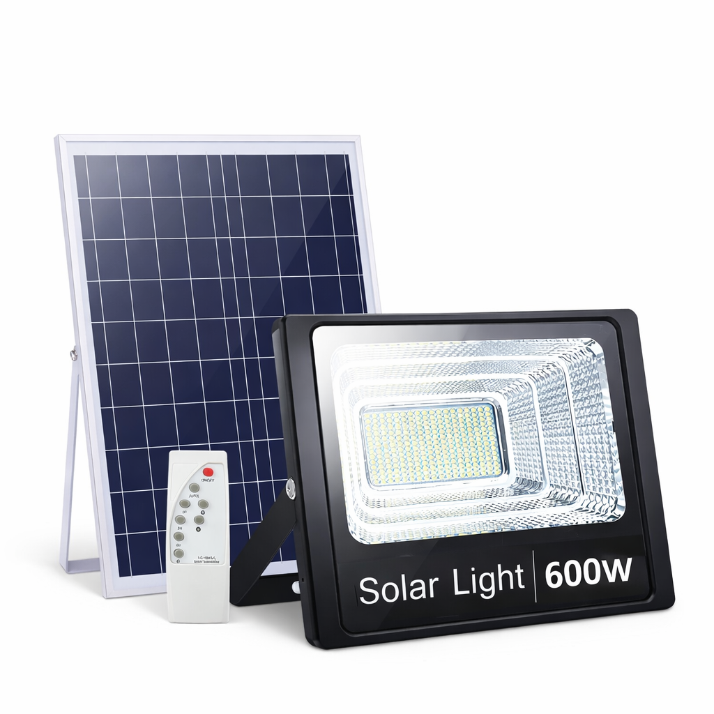 Proiector Solar Jortan 600W cu Panou Inclus - Iluminat Exterior LED Puternic - 6000 Lumeni IP65